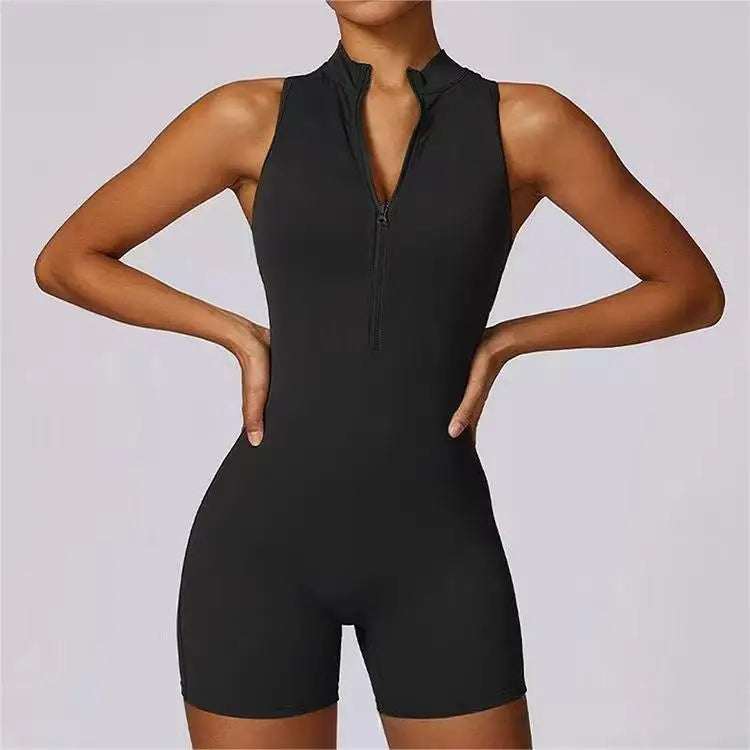 Tuta intera elasticizzata con zip per donna effetto seconda pelle - Black S - immagine 13