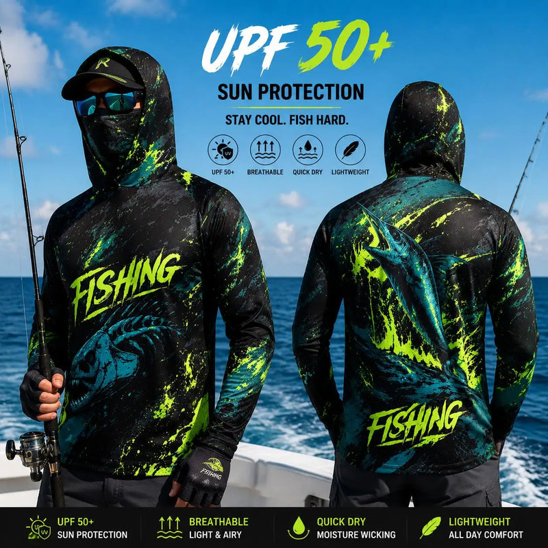 Maglia da Pesca con Cappuccio per Uomo Protezione Solare UPF - FS-130 S - immagine 37
