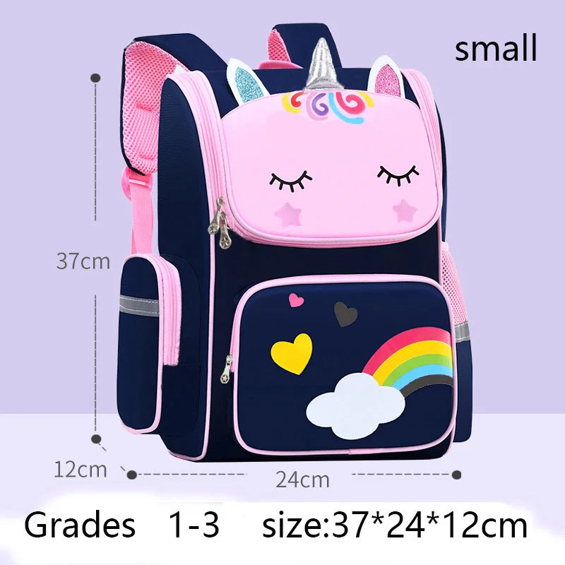 Zaino bambina unicorno impermeabile, zaino scuola ragazza con occhi arcobaleno, zaino viaggio leggero per bambine e adolescenti