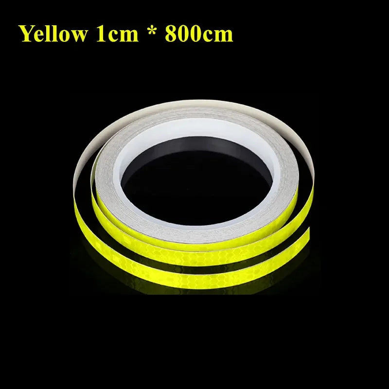 Nastro Riflettente Cerchi Moto 8m – Adesivi Ruote 5 Colori, Strisce Sicurezza per Moto, Auto e Bicicletta (1 cm)
