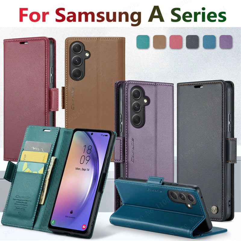 Custodia a portafoglio in pelle di lusso per Samsung Galaxy A54 55 53 52 71 72 73 51 34 32 15 Serie Custodia per cellulare Slot per schede Flip Cover