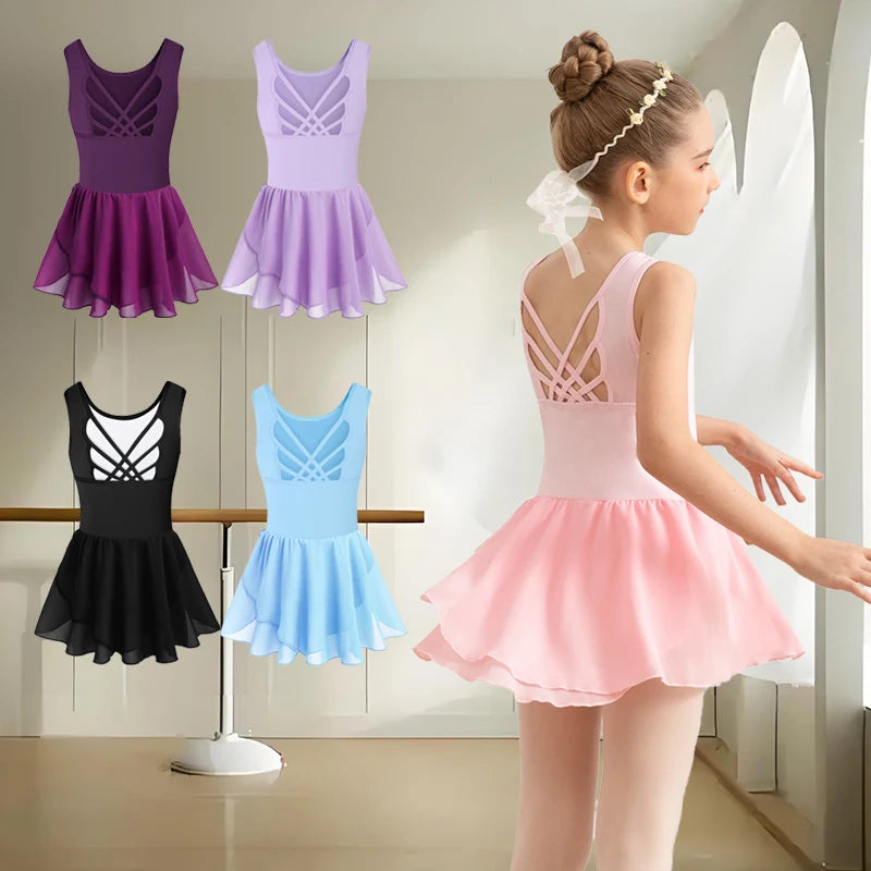 Body da balletto per ragazze con gonna abito ballo bambini