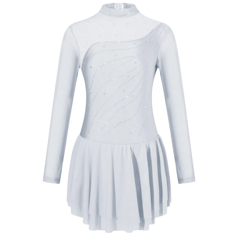 Ragazze Figura Pattinaggio su ghiaccio Vestito da balletto Palcoscenico Costume di - immagine 19