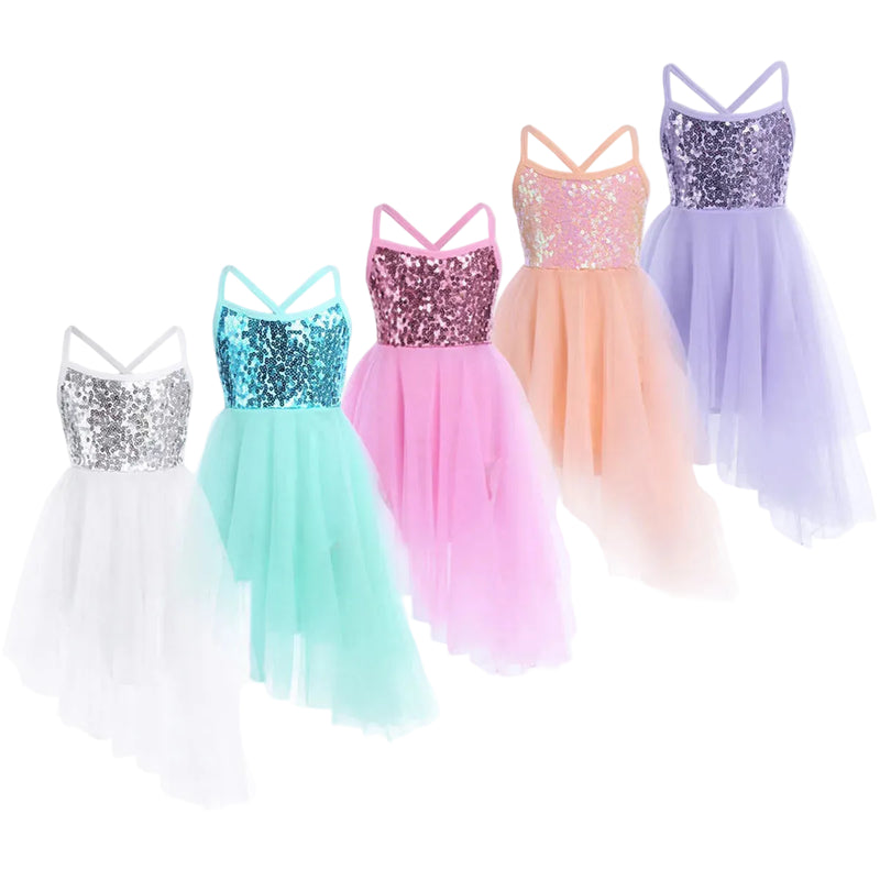 Vestito da Balletto Bambina con Paillettes – Body Danza con Gonna in Tulle Elegantesport