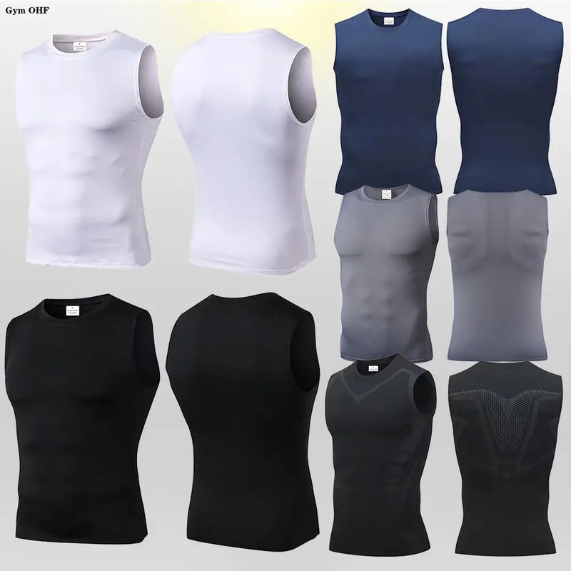 Canotta uomo compressione in Lycra – maglia palestra traspirante ad asciugatura rapida per corsa e fitness