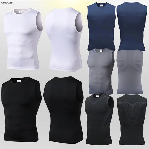 Canotta uomo compressione in Lycra – maglia palestra traspirante ad asciugatura rapida per corsa e fitness - Campeda