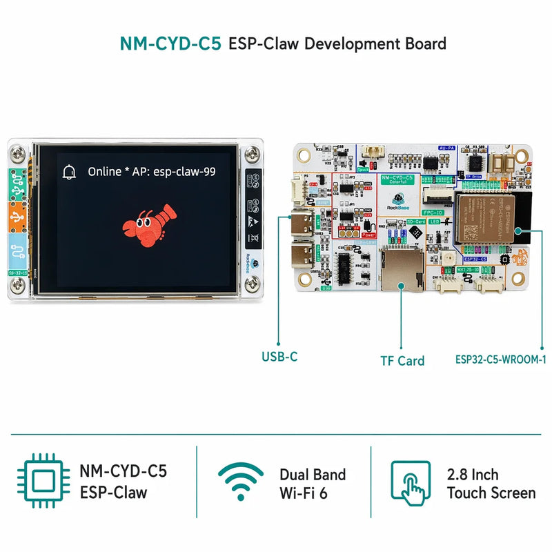 Scheda AI Smart Edge NM-CYD-C5 Colorata con Agente ESP-Claw per Dispositivi IoT - immagine 4