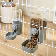 Ciotola per gabbia sospesa gatti cani con mangiatoia automatica animali domestici - Grey-Set - immagine 3