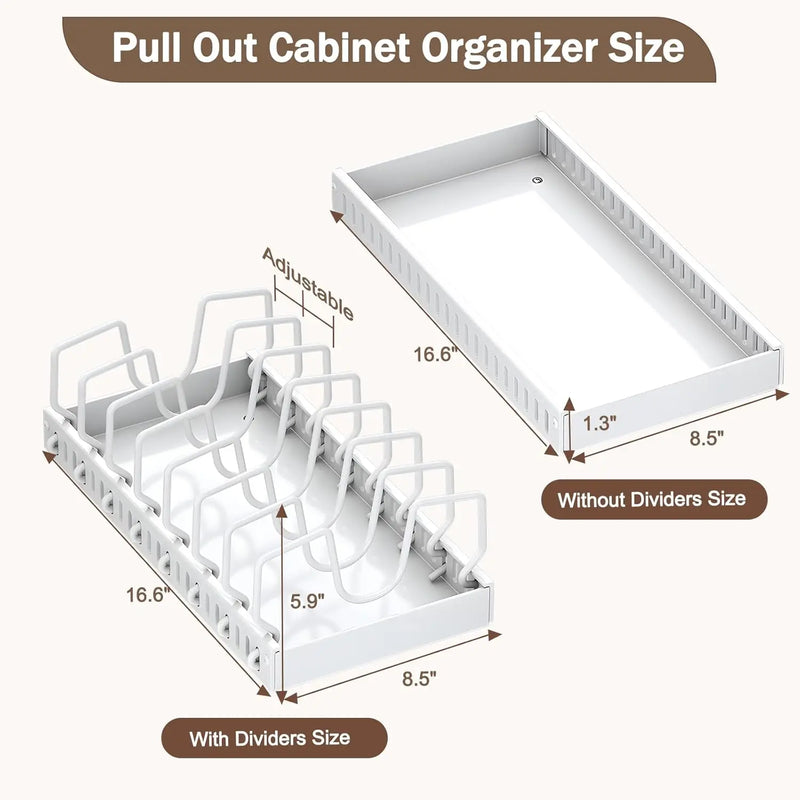 Organizzatore Pentole Regolabile Estraibile per Coperchi e Portaoggetti per Cucina Ordinata