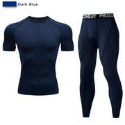 2 pezzi tuta sportiva a compressione da uomo allenamento elastico set yoga jogging - immagine 9