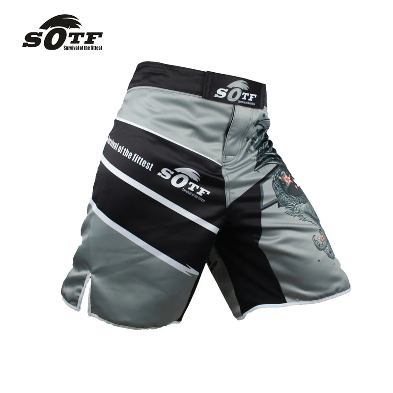 Pantaloncini da boxe fitness sportivi grigi samurai giapponese uomo MMA pretorian - immagine 3