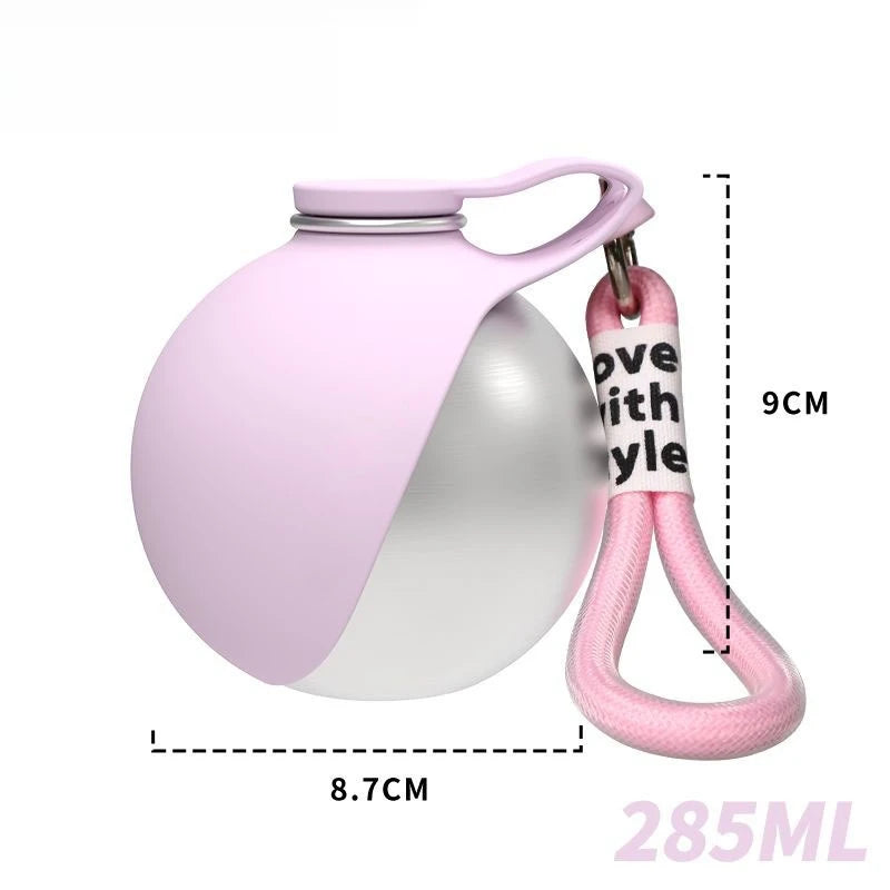 Bottiglia per Cani Antigoccia da 285ML Accessorio Viaggio Leggero Animali - Stainless Steel Pink - immagine 2