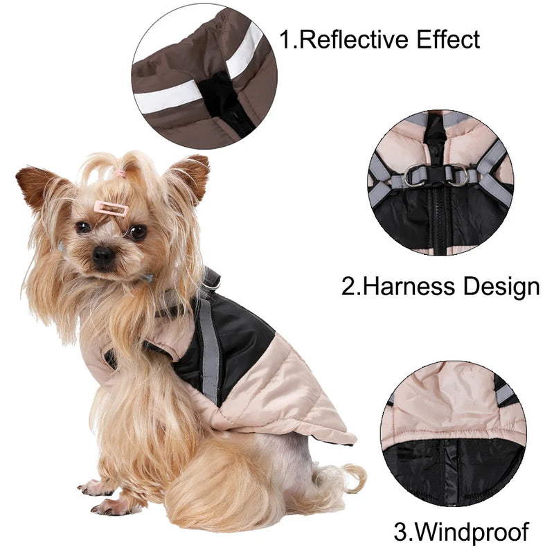 Cappotto per cani con imbracatura Vestiti caldi invernali di piccola taglia media - immagine 3