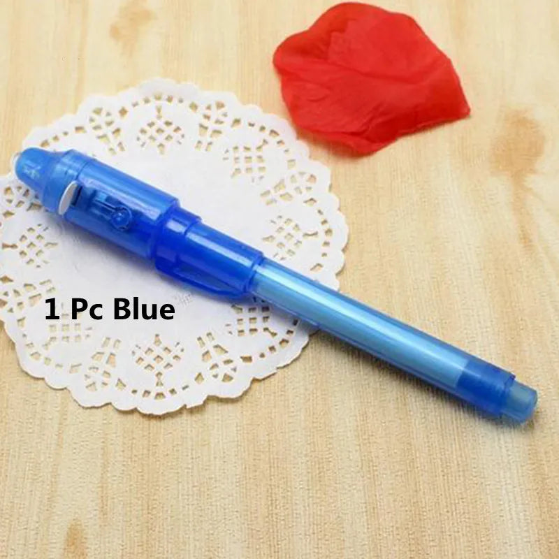 Divertente penna a inchiostro invisibile con matita magica a luce UV per soldi messaggio segreto fluorescente scrittura penna da disegno penne a sfera 1 pezzo