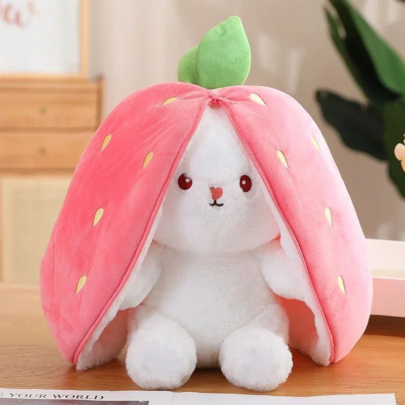 Coniglio peluche fragola carota 25 cm farcito creativo per bambini, regalo di compleanno coccoloso