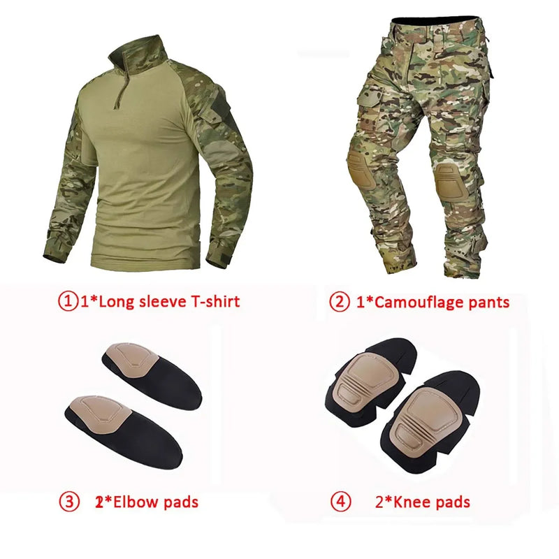 Kit tattici Tute mimetiche da esterno per uomo Uniforme combattimento Pantaloni - immagine 13