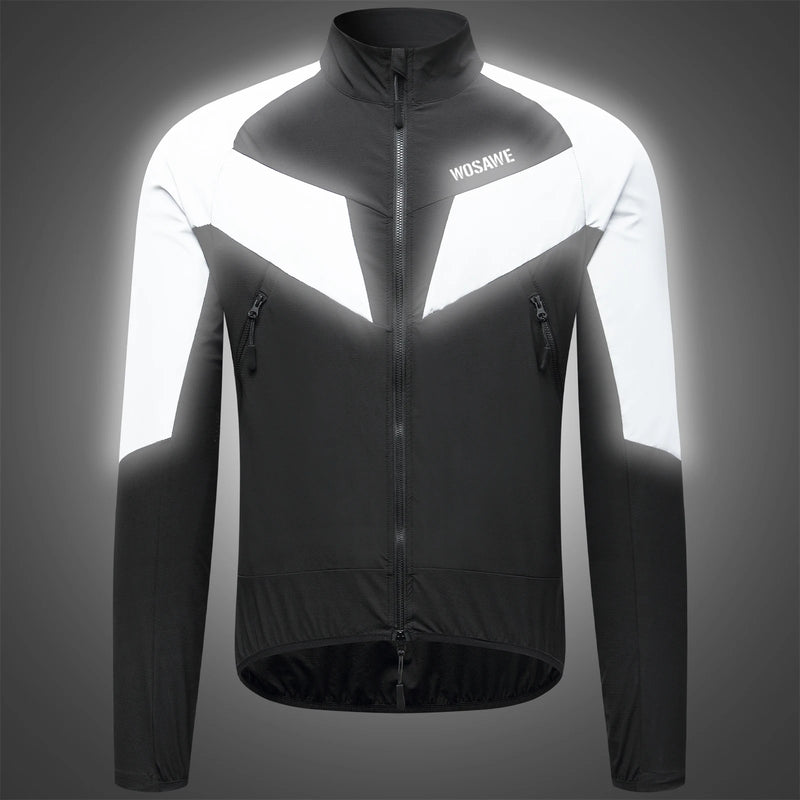 WOSAWE Giacca da ciclismo riflettente Autunno inverno a vento bicicletta moto morbida - New Black Jacket EU S (ASIA M)