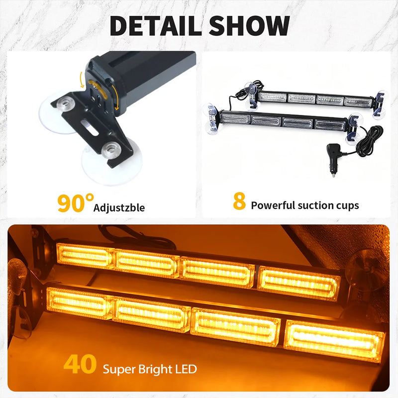 Barra luminosa per avvisatore stradale stroboscopico di emergenza a LED: luce - immagine 3