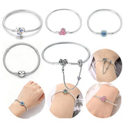 Bracciali in Argento Sterling 925 con Chiusura a Cuore e Catena Serpente - immagine 3