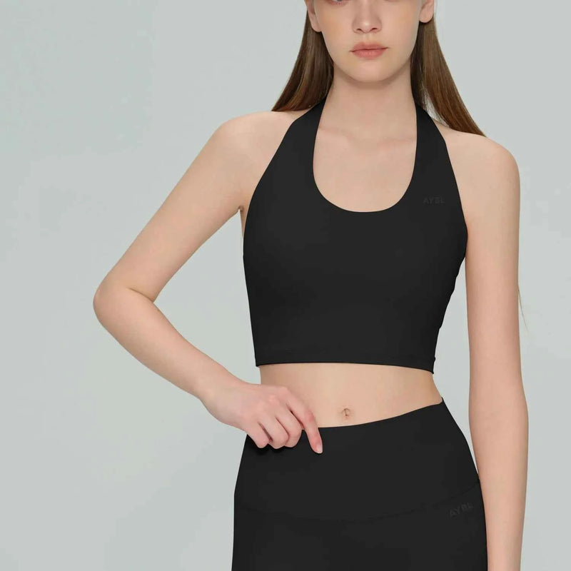 AYBL Top da yoga con scollo all'americana e pantaloncini da 2 pollici per fitness, palestra e allenamento Pilates — Tessuto delicato sulla pelle