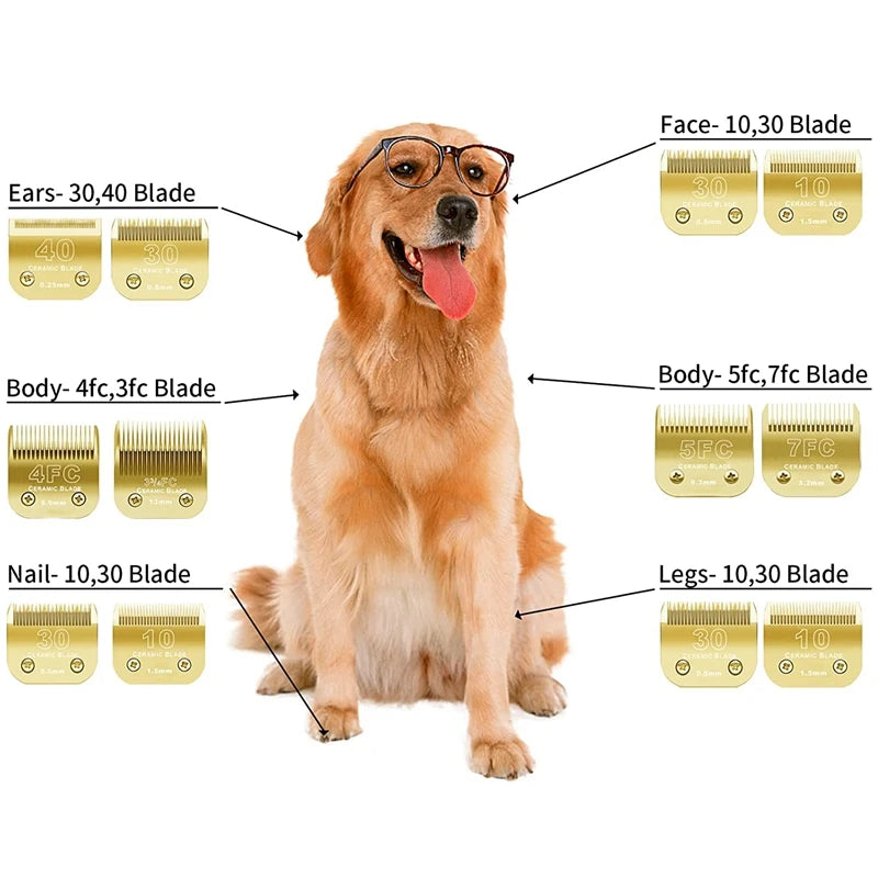 Set di lame in ceramica rimovibili di ricambio per tagliacapelli per cani da compagnia compatibili con Tosatrici Andis,Oster A5,Wahl serie KM10