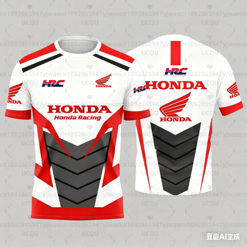 T-Shirt Moto HONDA Racing Quick Dry – Maglia Sportiva Traspirante con Stampa 3D, T-Shirt Tecnica Uomo/Unisex - Campeda