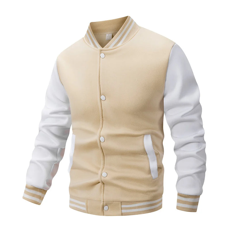 Giacca da baseball classica uomo Varsity Cappotto con bottoni sul davanti a blocchi - Cachi S(US 36) - immagine 19