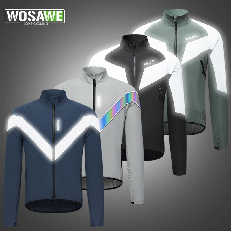 WOSAWE Giacca da ciclismo riflettente Autunno inverno a vento bicicletta moto morbida