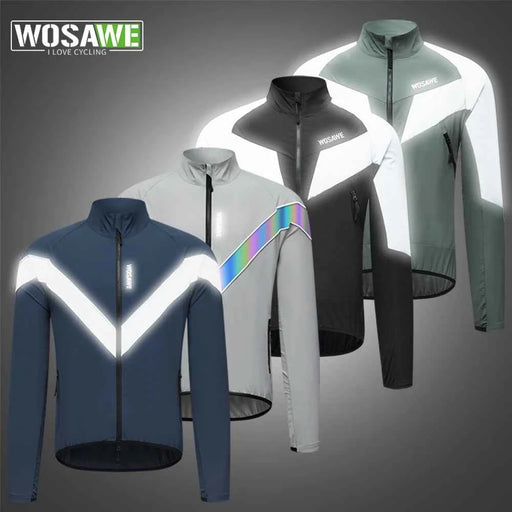 WOSAWE Giacca da ciclismo riflettente Autunno inverno a vento bicicletta moto morbida