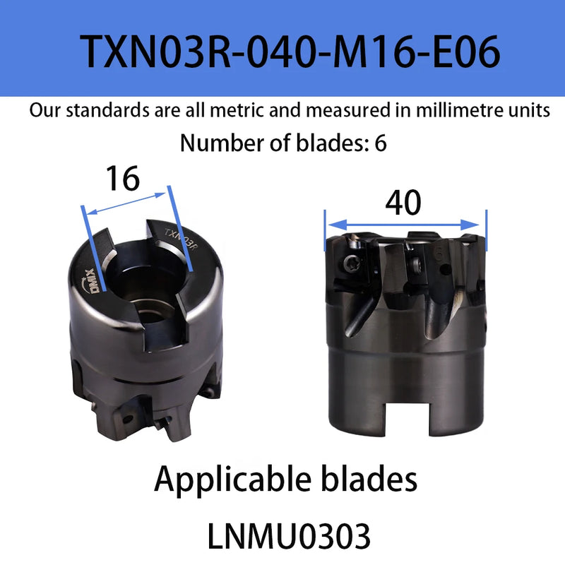 DMIX EXN03R Barra per fresa LNMU0303 Portautensili per fresatura con inserto bifacciale ad avanzamento rapido