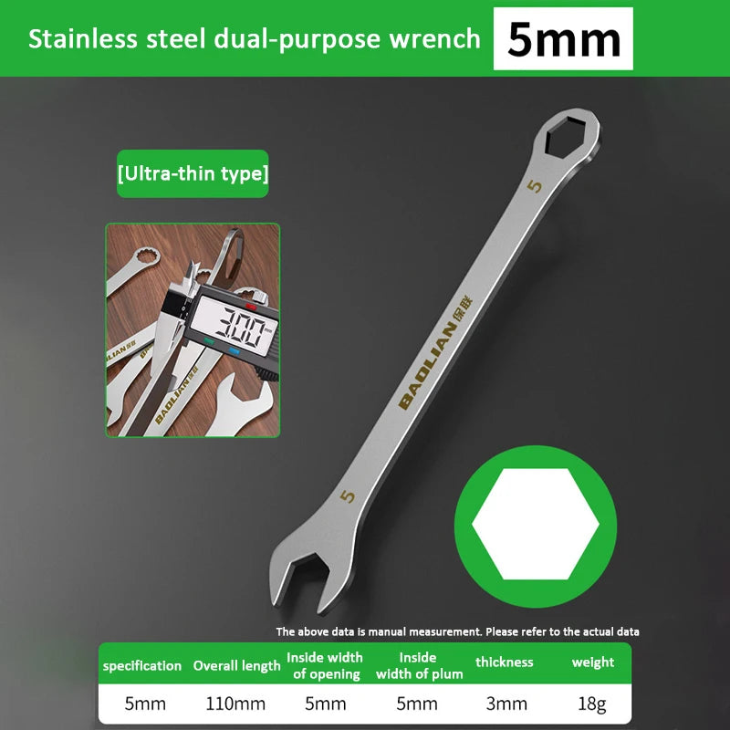 Chiave aperta ultrasottile Chiavi a cricchetto da 5-32MM Chiavi universali Chiave a doppio scopo per strumento di riparazione auto moto bicicletta