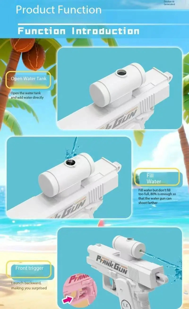 Divertente pistola ad acqua inversa bifacciale - Giocattolo scherzo estivo, mini spruzzatore d'acqua tattico per bambini e adulti, lotta in acqua sulla spiaggia in piscina