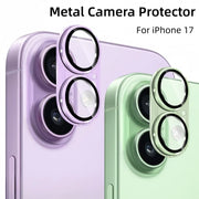 Protezione fotocamera in metallo viola e verde per iPhone 17 16