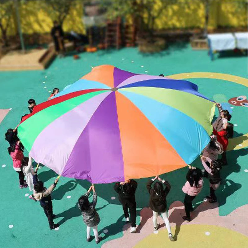 Giochi per bambini all'aperto i bambini giocano con il giocattolo del paracadute arcobaleno 2M 3M 5M attività di lavoro di squadra cooperativo bomboniere divertenti di carnevale per feste