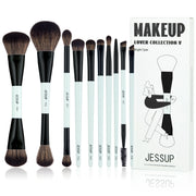 Jessup Set di pennelli per trucco bifacciali Fondotinta Contorno Blush Miscelazione - immagine 12