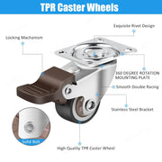 4 pz 1 1.25 1.5 2 Pollici Mobili Caster In Gomma Morbida Ruota - immagine 4