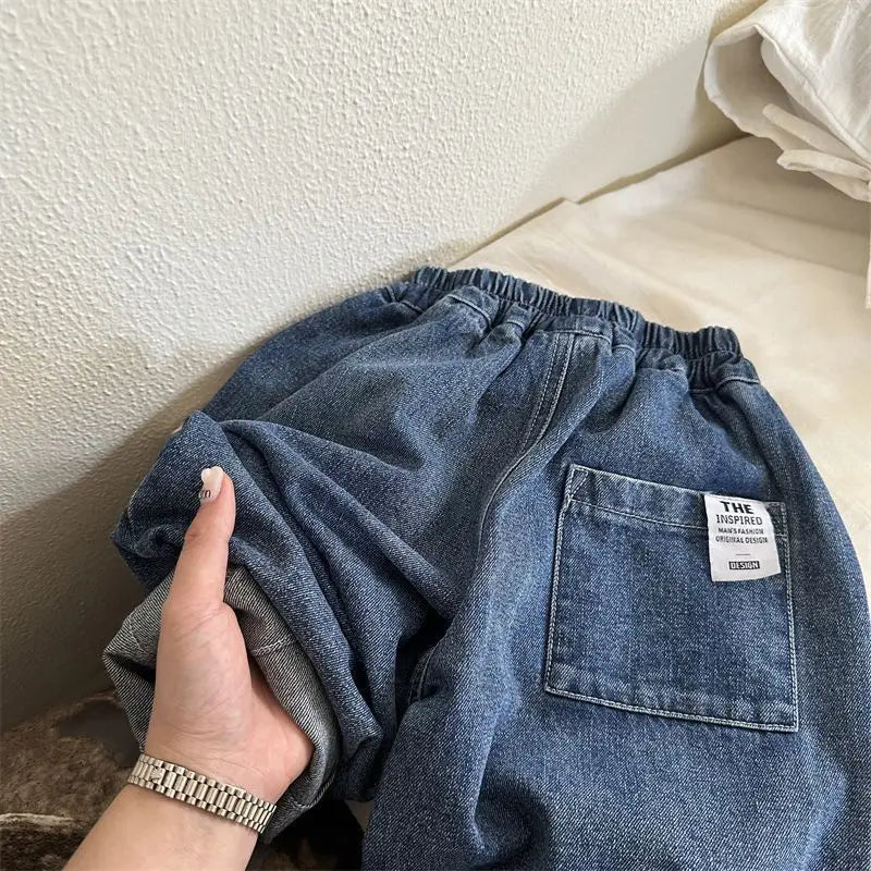 Autunno Bambini Pantaloni in denim Jeans larghi per ragazzi e ragazze Casual Trendy - immagine 5