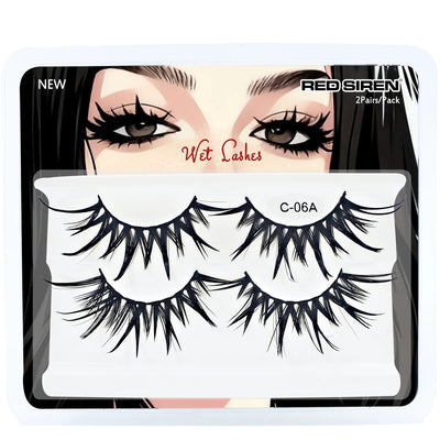 Ciglia finte cosplay 2 paia/pacco a strisce bagnate con punte Manga per trucco