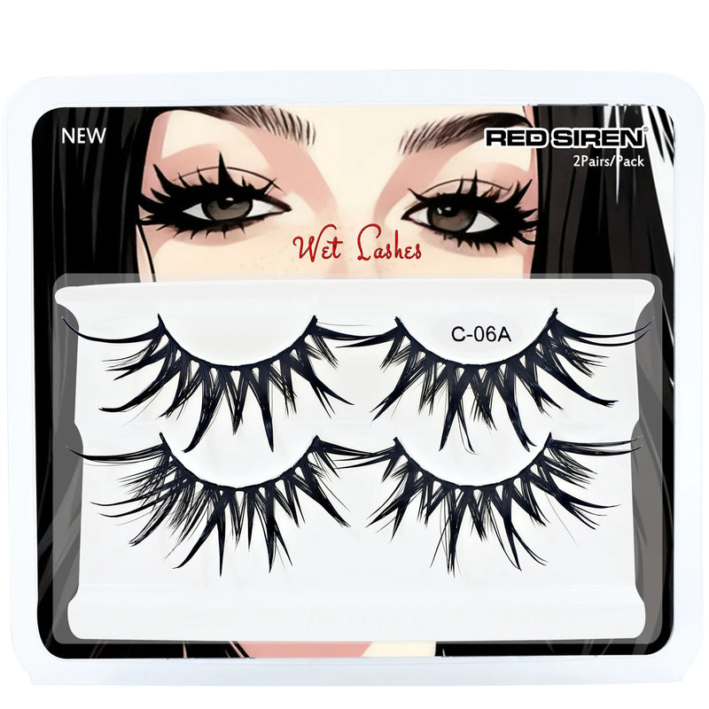 Ciglia finte cosplay 2 paia/pacco a strisce bagnate con punte Manga per trucco