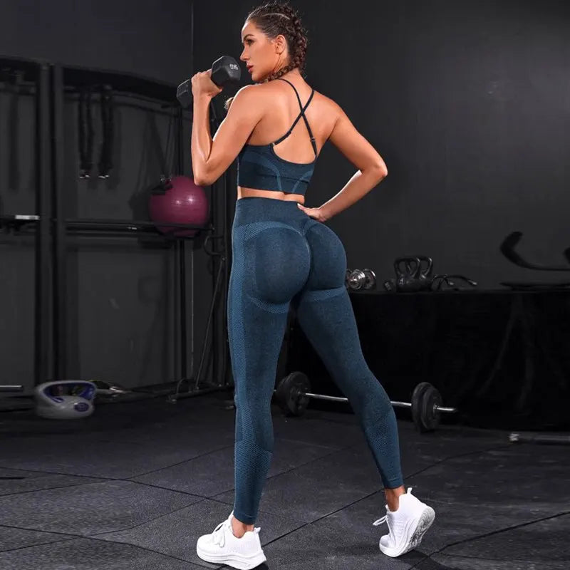 2 pezzi tuta da donna Seamless Yoga Set allenamento abbigliamento sportivo palestra