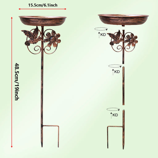 Un abbeveratoio decorativo vintage color rame a cinque gambe per uccelli - immagine 2