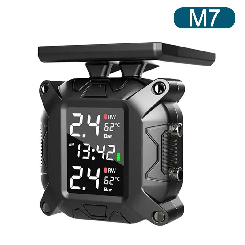 Moto TPMS Energia solare Monitor della pressione dei pneumatici Sistema di monitoraggio della pressione dei pneumatici in tempo reale Sistema di allarme con sensore di temperatura
