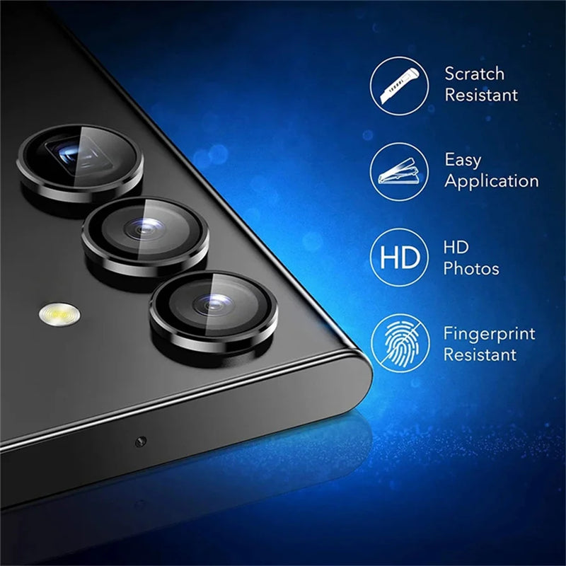 3Pcs/1 Set Metallic Shine Lens Protector Cover For Samsung Galaxy S25 Plus S23 FE S24 A15 A35 A55 Full Body Camera Protection