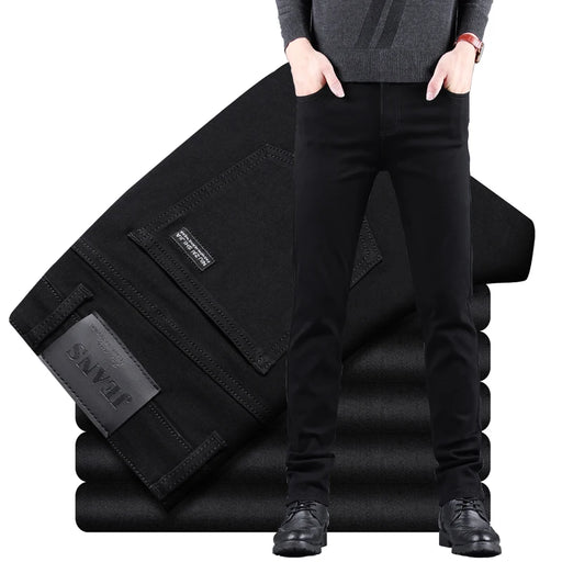 Jeans slim neri da uomo – dritti, elasticizzati, smart casual, denim vintage coreano per lavoro e tempo libero - Campeda