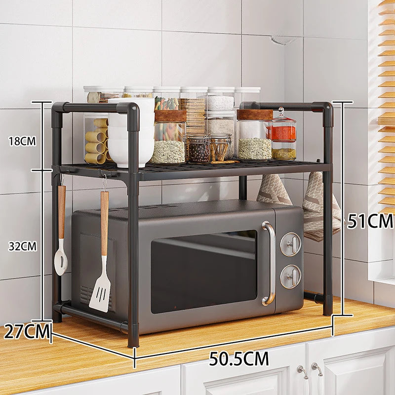 Scaffale da cucina Scaffale per microonde Scaffale organizer per condimenti Scaffale multistrato Semplice scaffale da appoggio per riordinare Accessori da cucina