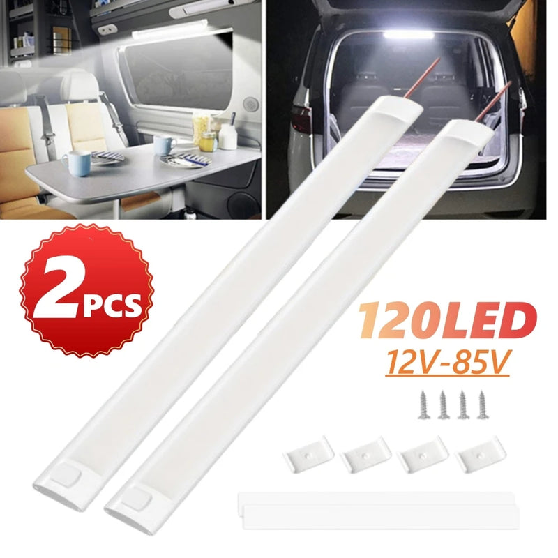 2PCS 120 LED RV Tronco Luce 12v/24v Roulotte Soffitto Rimorchio Camper Van Camion - immagine 4