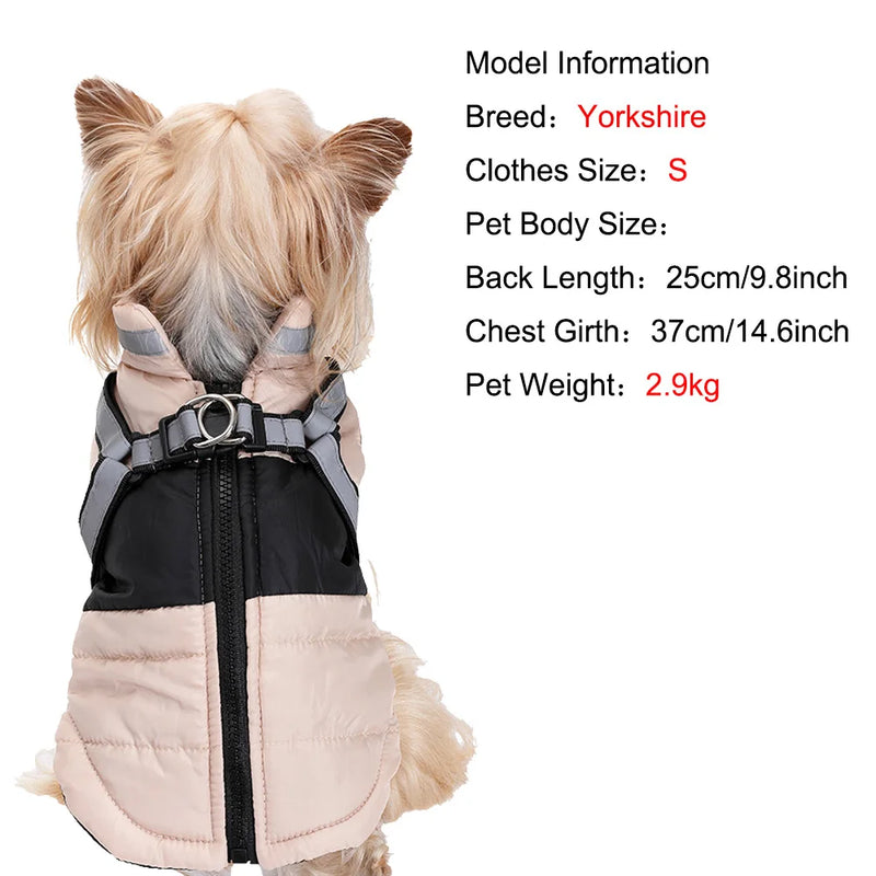 Cappotto per cani con imbracatura Vestiti caldi invernali di piccola taglia media - immagine 2