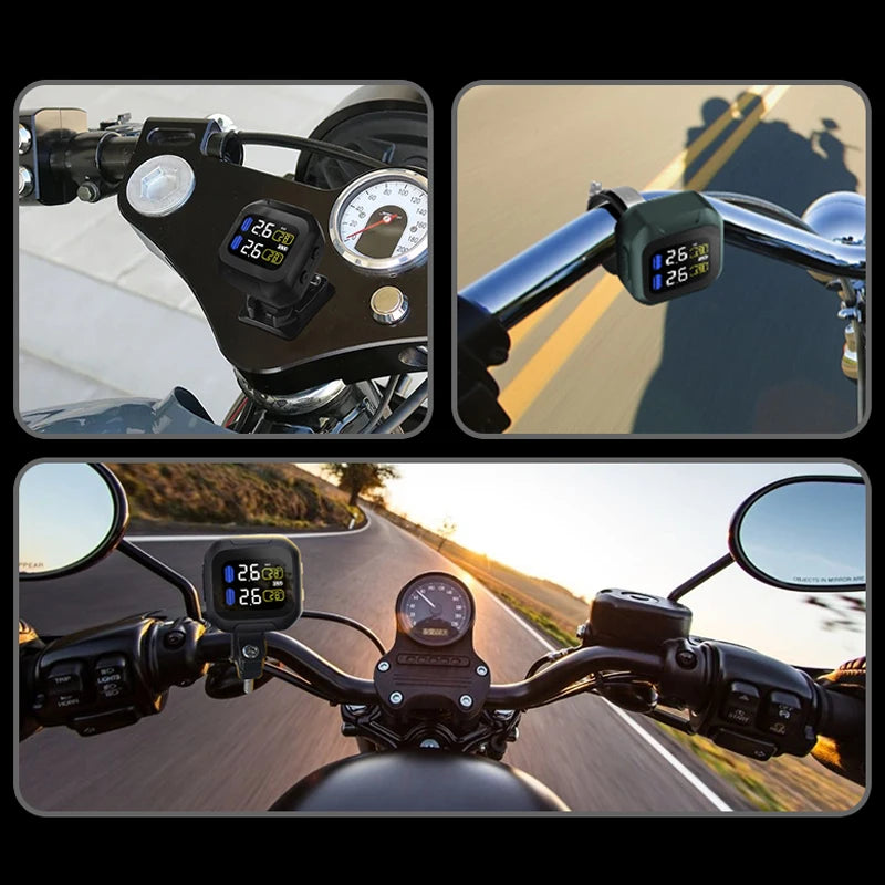 Display LCD per pneumatici motore con sistema di monitoraggio della pressione dei pneumatici TPMS per moto senza fili con sensori TH/WI interni o esterni