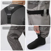 BASSDASH Wader da pesca Calzino leggero FW08 Trampolieri traspiranti uomo Petto - immagine 8