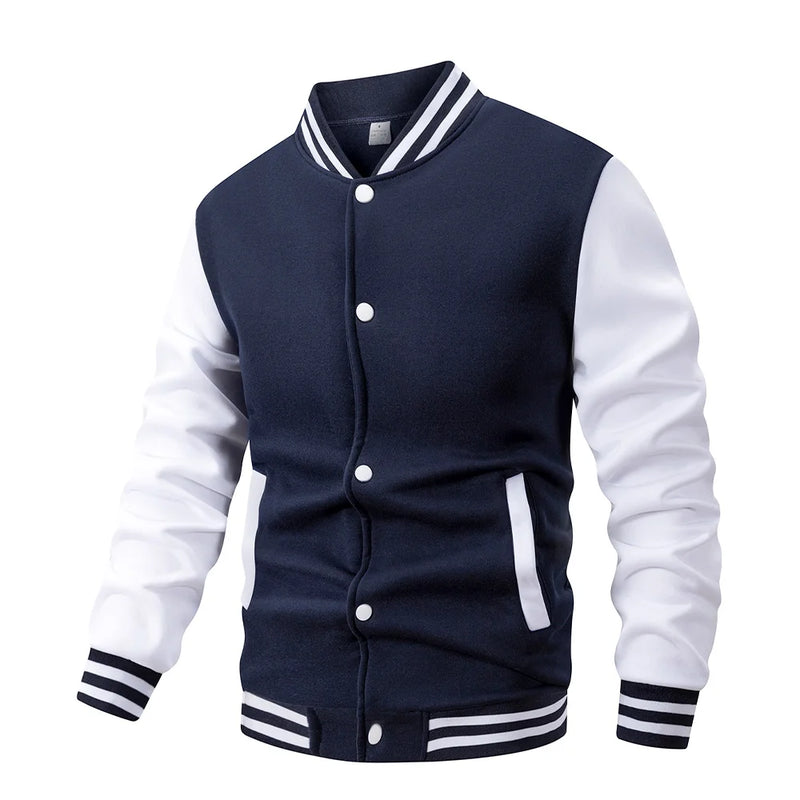 Giacca da baseball classica uomo Varsity Cappotto con bottoni sul davanti a blocchi - immagine 3